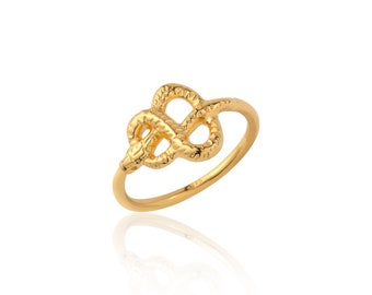Ouroboros Ring, Coiled Snake ring, Infinity shaped Snake Ring, Gold plated Sterling Silver 925, Gold plated  Eternity Ring