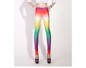 Rainbow Gradient Ombre Print Leggings,Printed Leggings,Galaxy Leggings