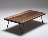 Hairpin Coffee Table in Walnut - Hardwood - Metal Legs - MADE IN ENGLAND