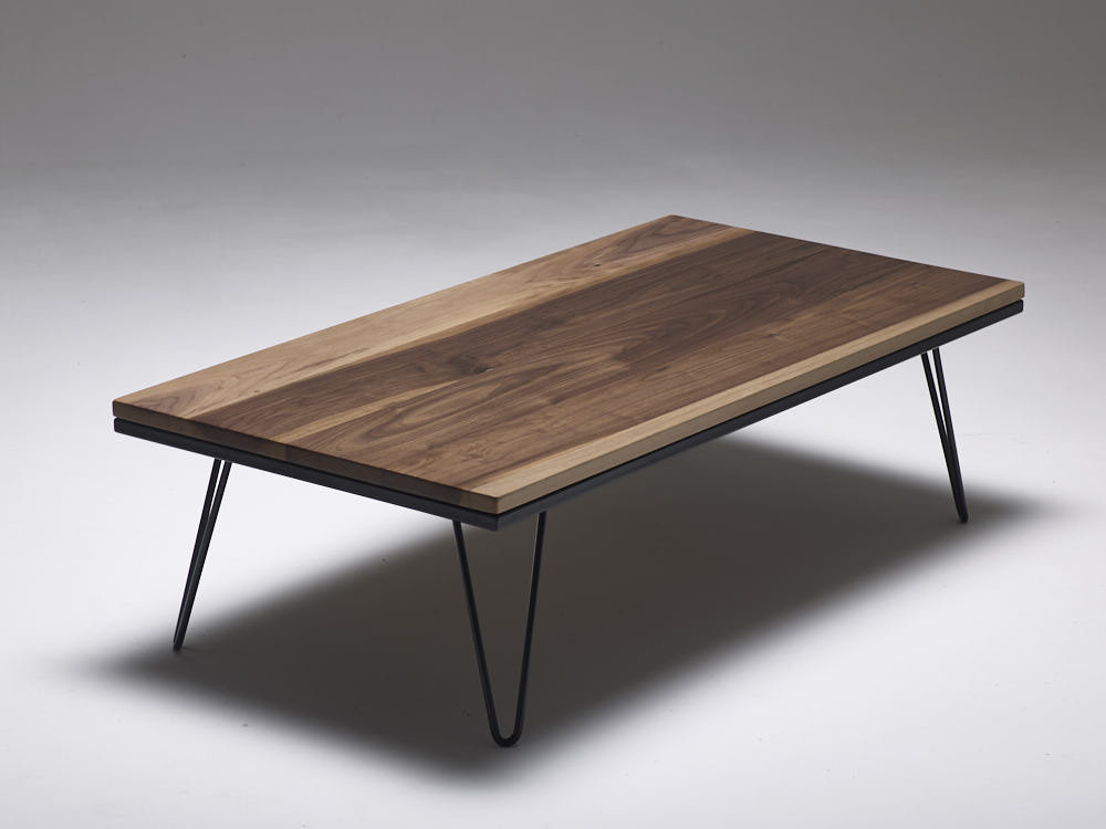 Hairpin Coffee Table in Walnut Hardwood Metal Legs MADE Etsy