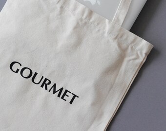 グルメミニマリストオーガニックキャンバストートバッグ - 中国語英語タイポグラフィシルクスクリーンプリントトートバッグショルダーバッグクリスマスギフト