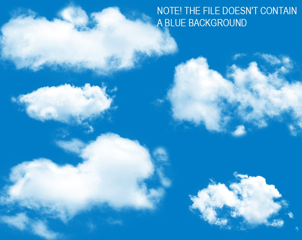 Digital Clouds Clipart 20 transparent png printable Instant | Etsy