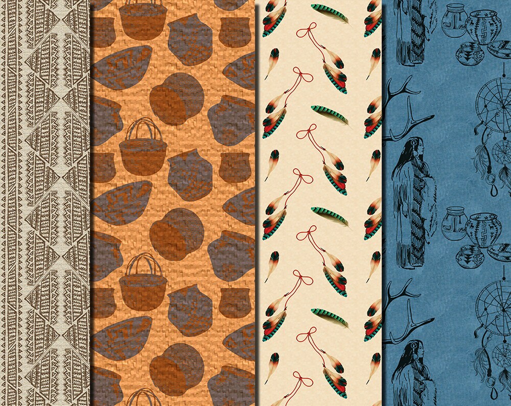 Digital Native American Paper Pack 16 printable Digital | Etsy