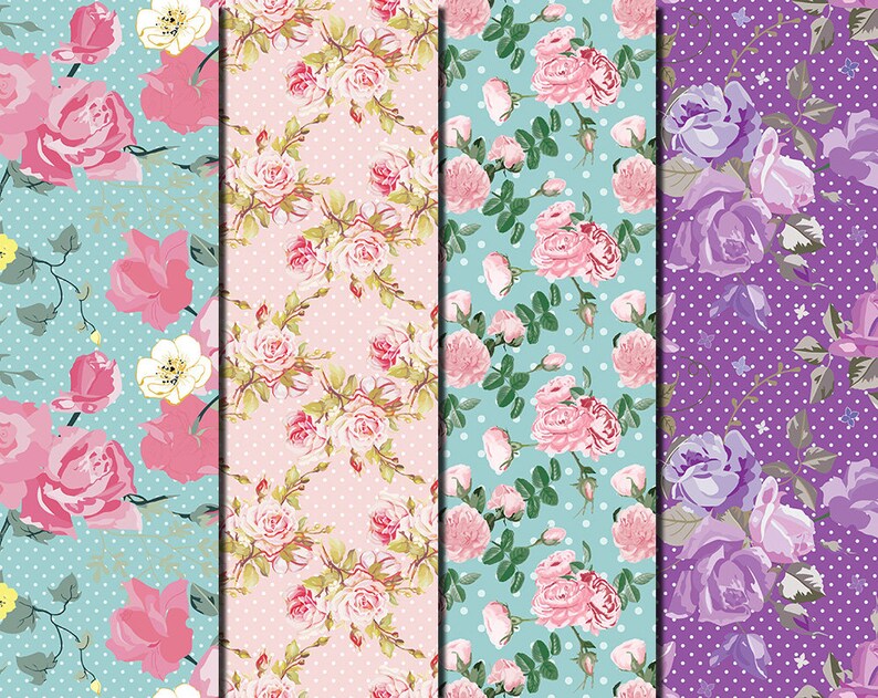 Download Digital Shabby Vintage Roses Polka dot Seamless Papers 16 ...