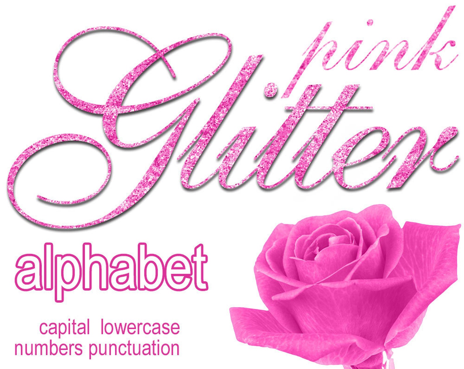 Digital Pink Glitter Alphabet Digital Lettering Glitz Etsy