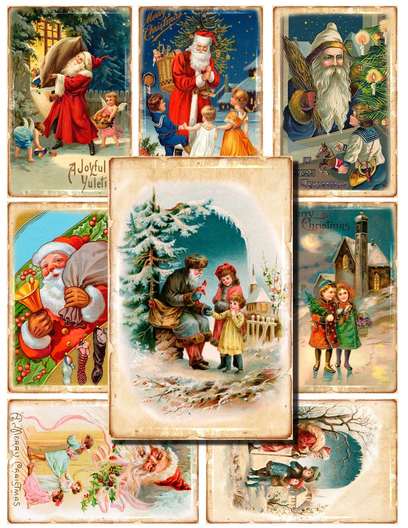 40 digital vintage christmas cards gift tags new year hang