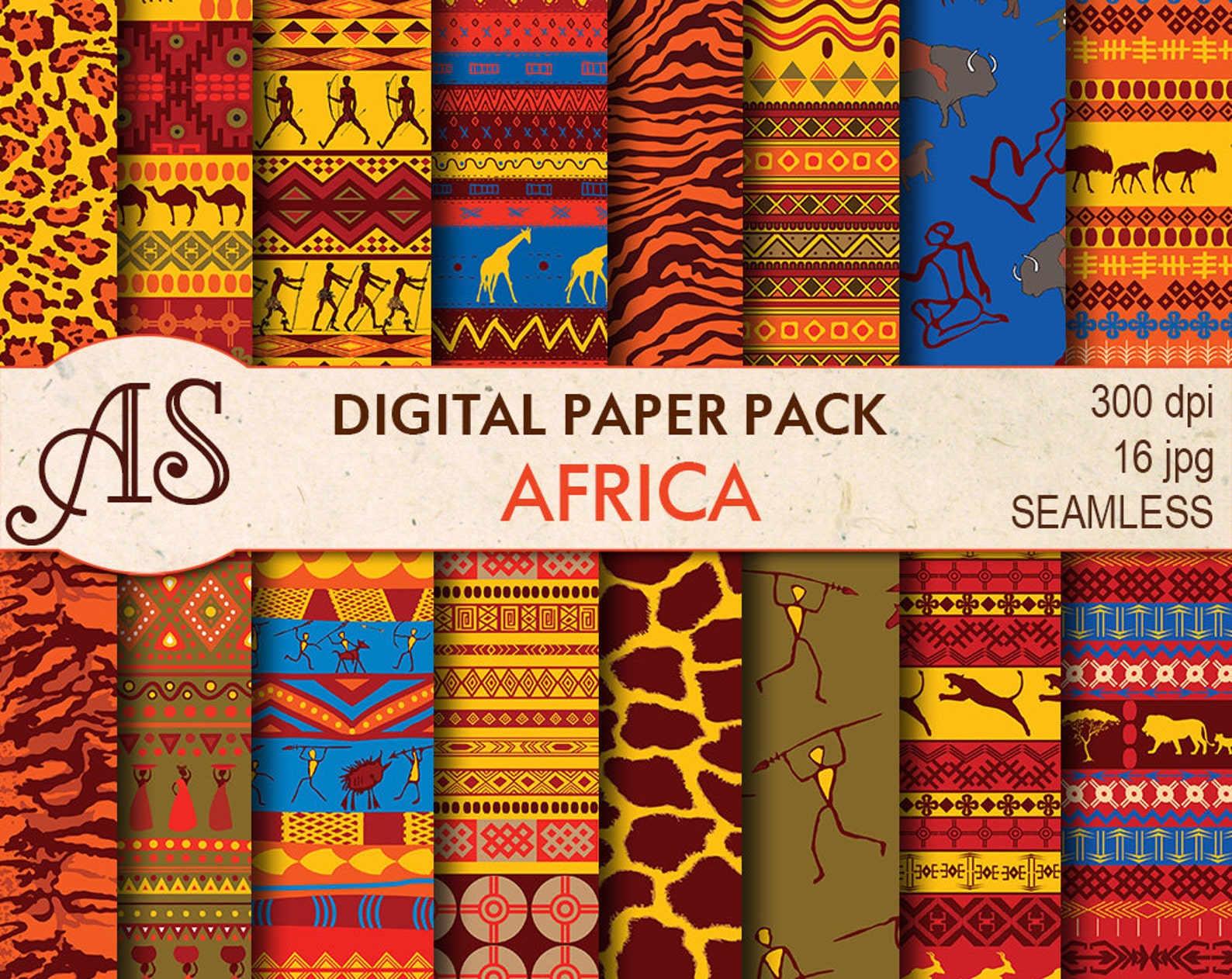 Digital African Ethnic Paper Pack 16 printable Seamless | Etsy