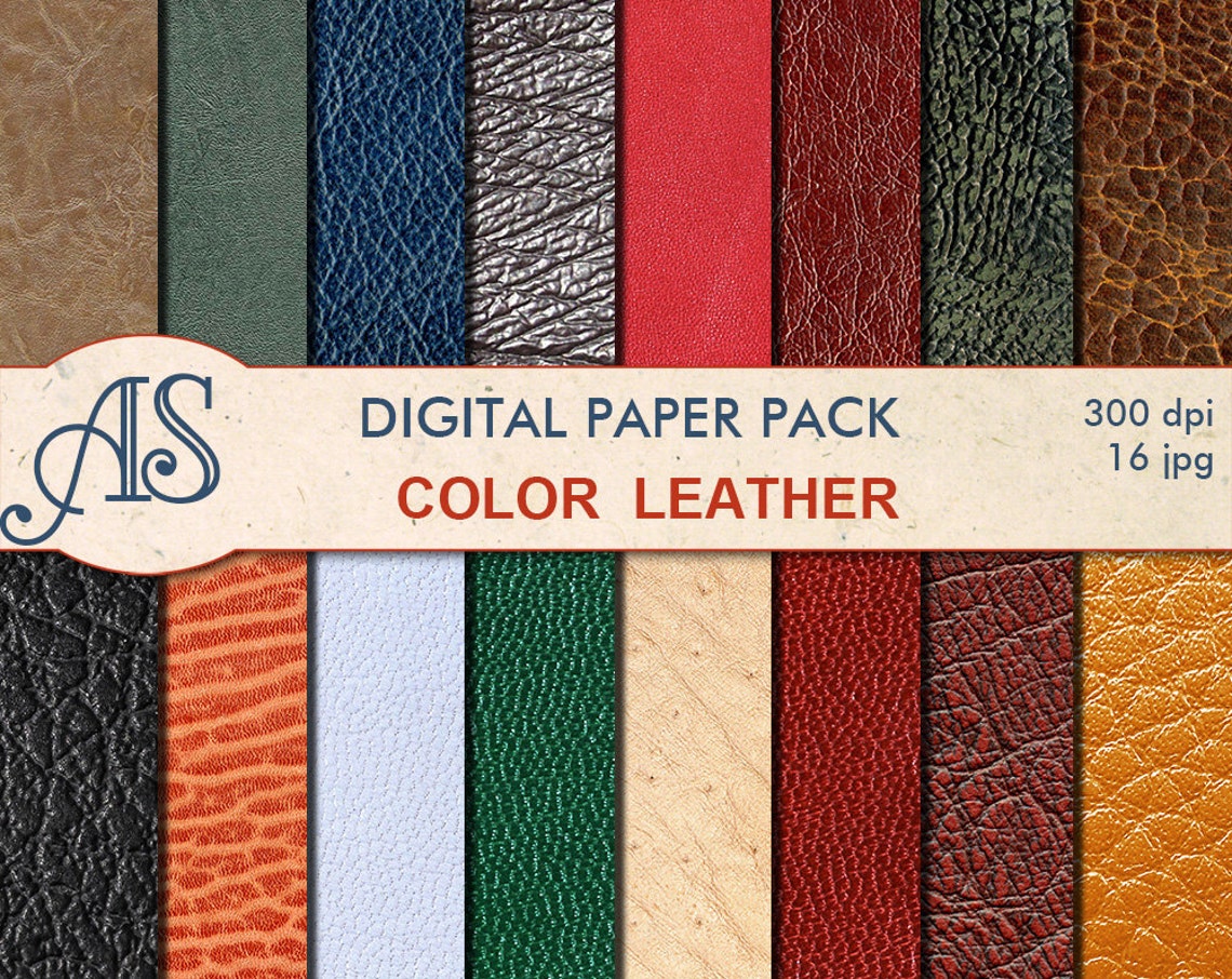 Digital Color Leather Paper Pack 16 Printable Digital | Etsy