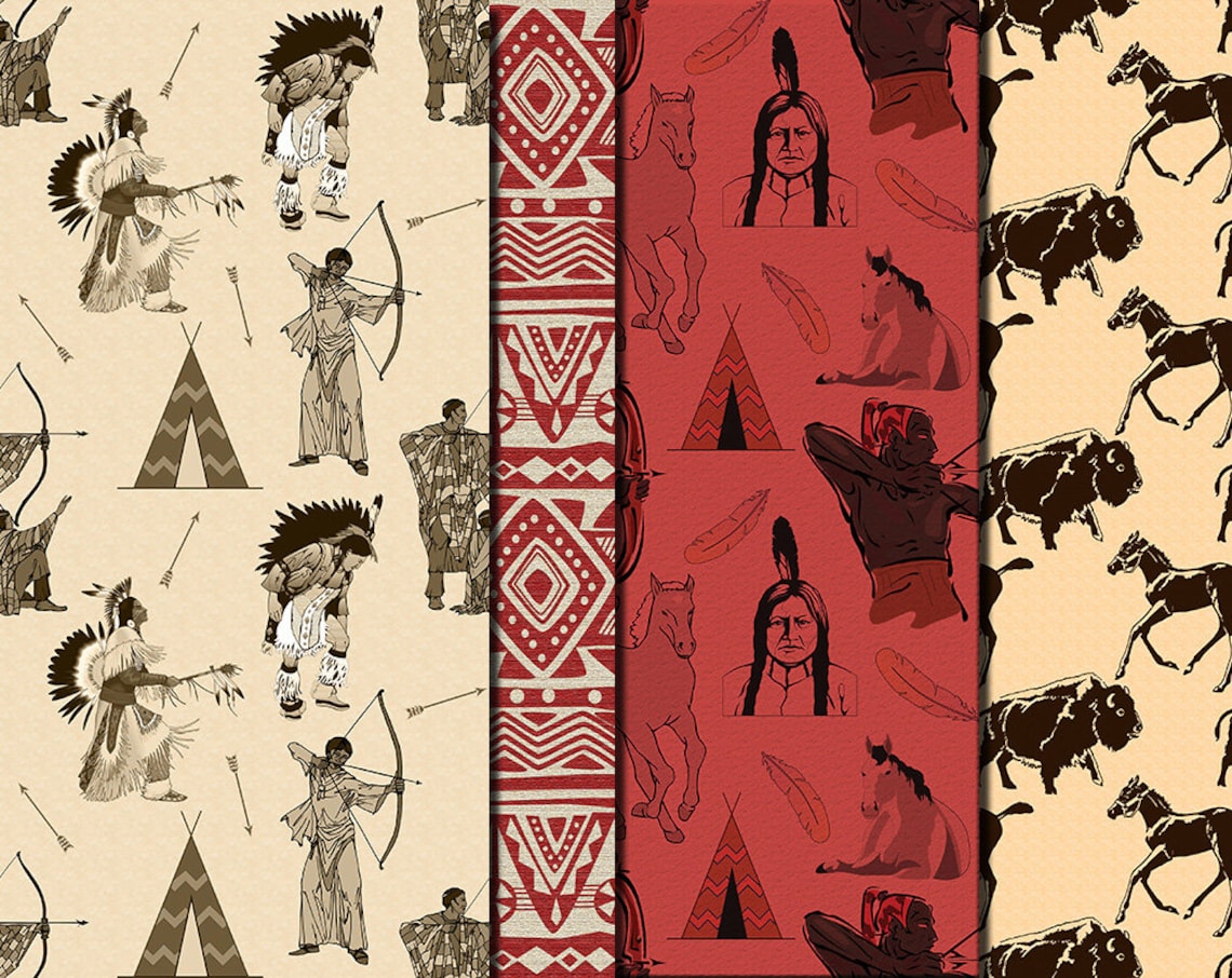 Digital Native American Paper Pack 16 printable Digital | Etsy