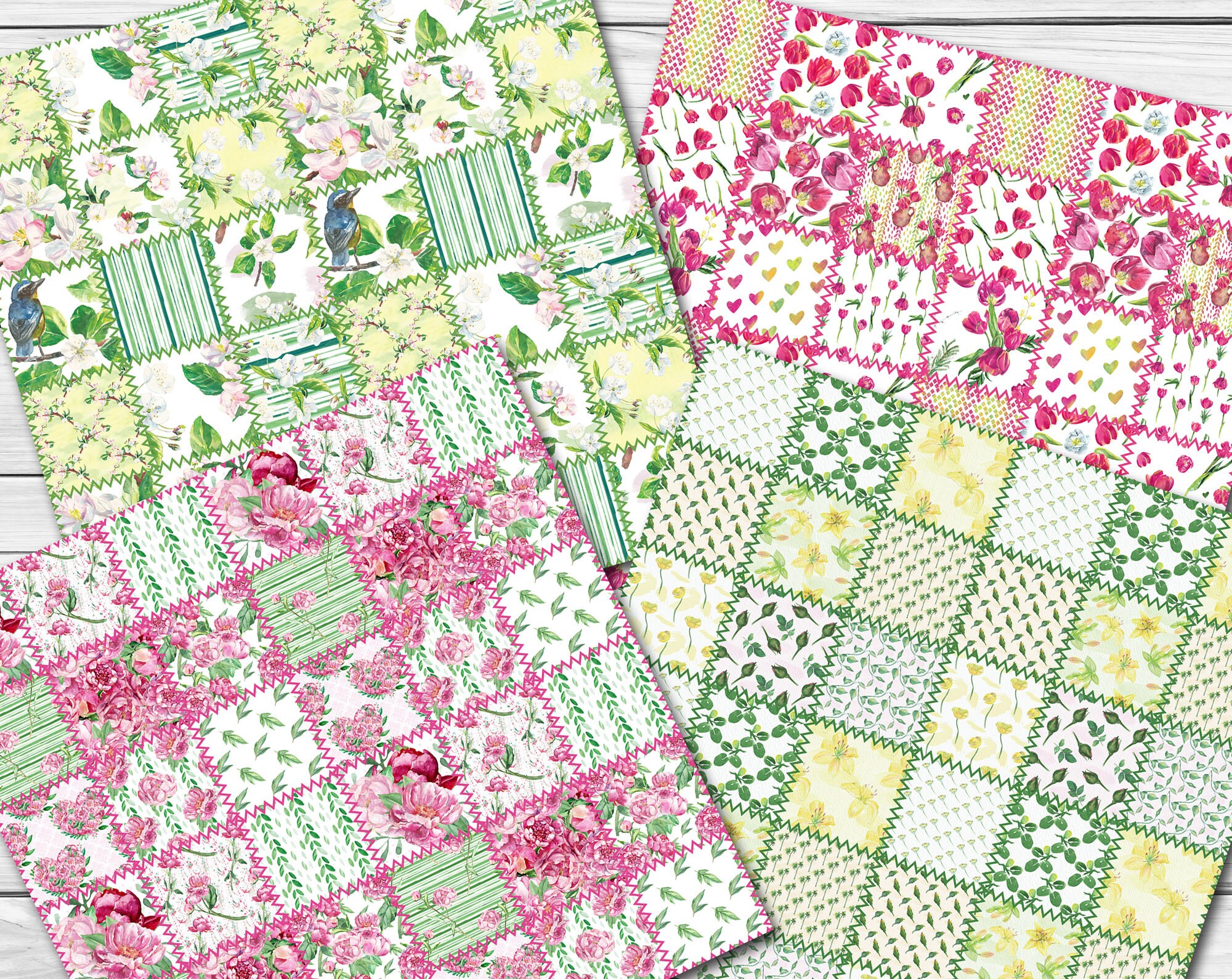 Digital Patchwork Fabric Seamless Paper Pack 16 printable Etsy