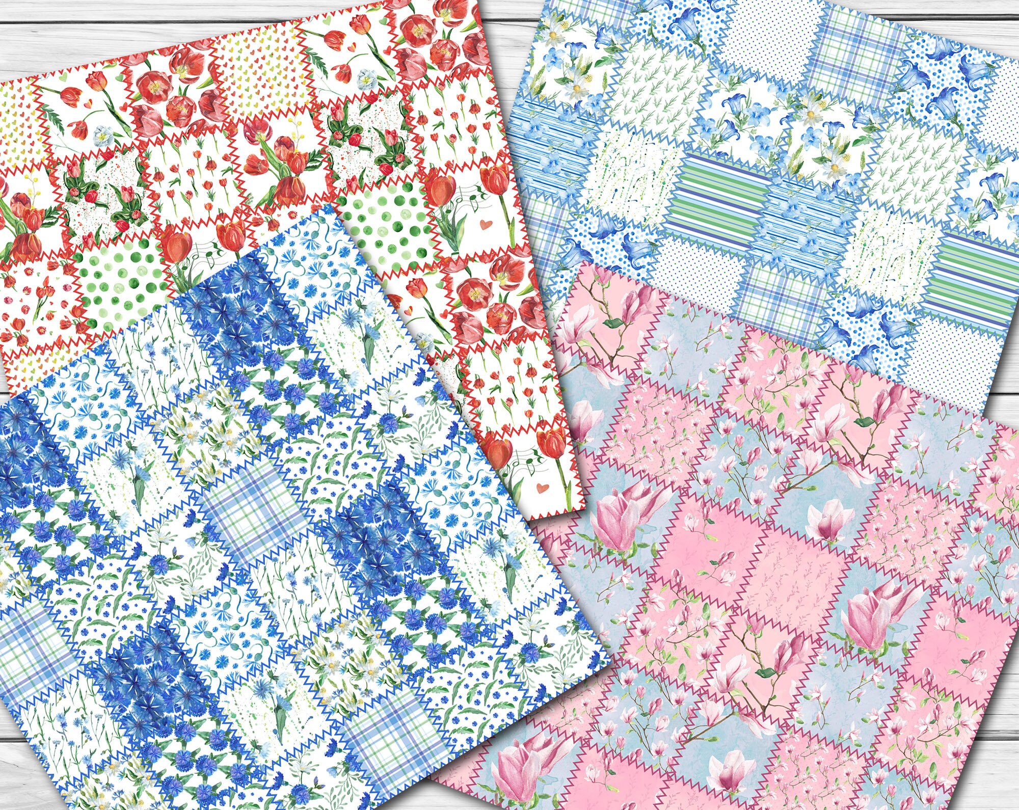 Digital Patchwork Fabric Seamless Paper Pack 16 printable Etsy