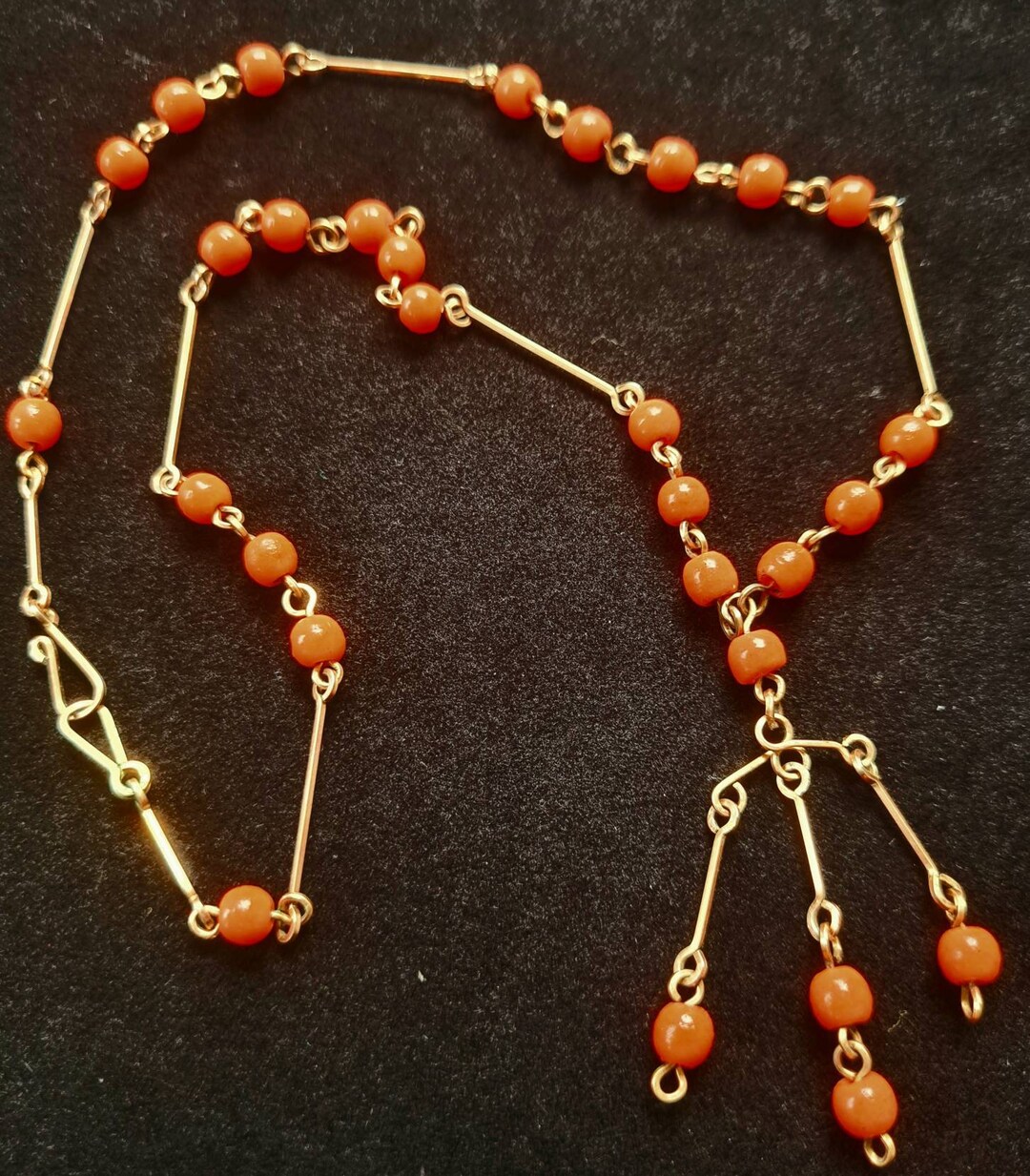 Edwardian Wired Necklace With Tassle Front. Tests Gold. Etsy Australia