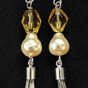Miriam Haskell Baroque Pearl Tassel Earrings, 1950s Crystal, Sterling Silver