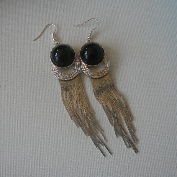 Art Deco earrings, Fringed earrings, Dangling earrings