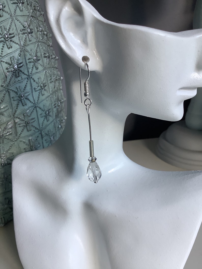 Crystal teardrop earrings, Drop earrings, Long earrings, Dangle earrings image 2