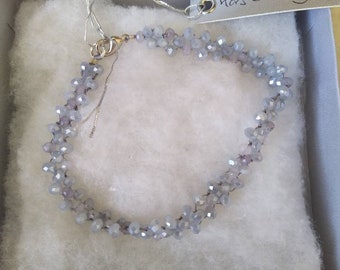 Hand stitched pale grey crystal bracelet,  Glass beaded bracelets, Wedding Jewellery, Crystal bracelet