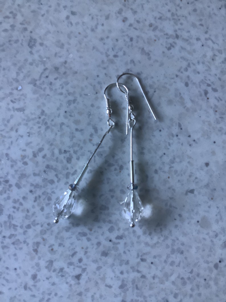 Crystal teardrop earrings, Drop earrings, Long earrings, Dangle earrings image 4