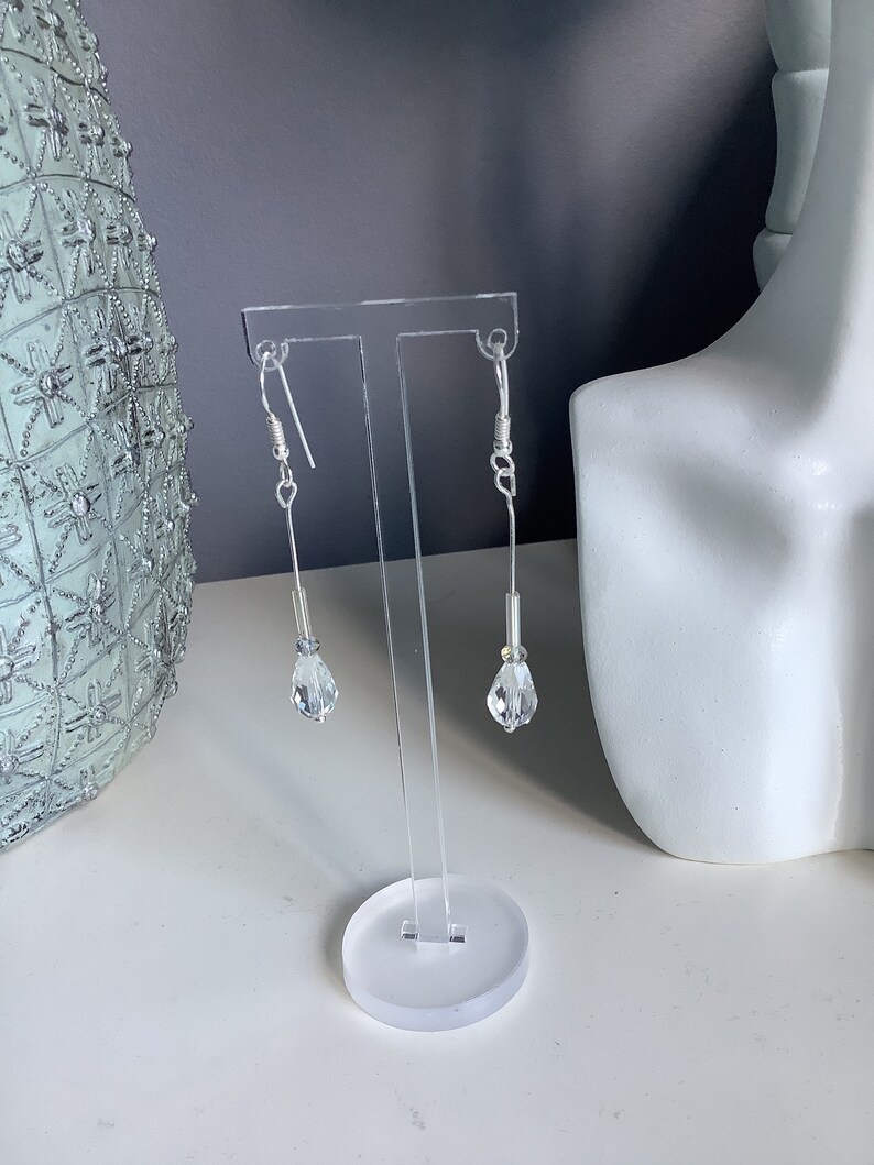 Crystal teardrop earrings, Drop earrings, Long earrings, Dangle earrings image 1