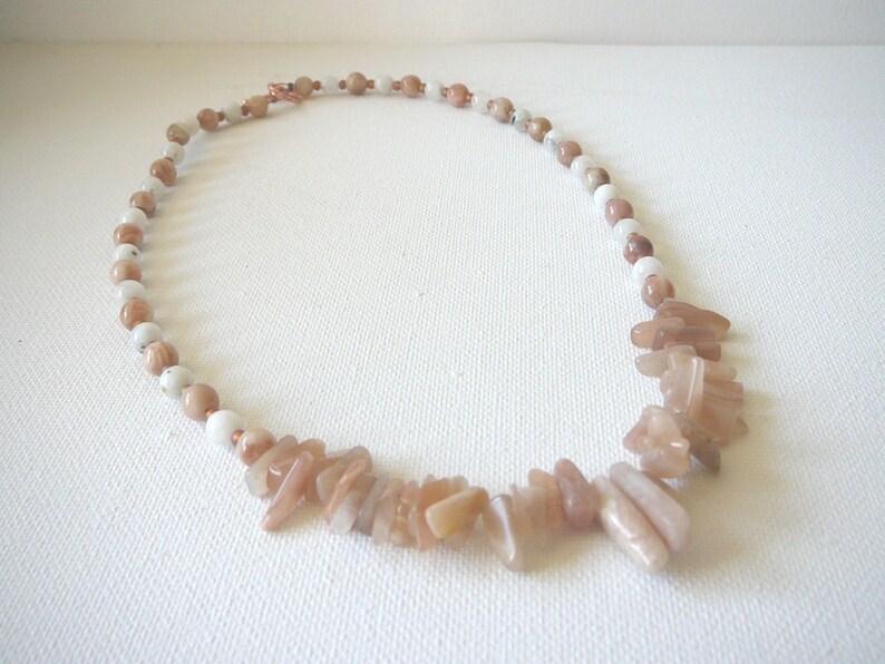 Semi precious Moonstone necklace, Semi precious jewellery, Stone necklace, Peach moonstone necklace, Gemstone necklace, Gemstone jewelery image 1