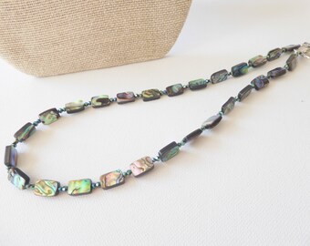 Abalone shell and crystal beaded necklace, Shell necklace, Shell Jewellery, Crystal necklace, Necklace for wedding or special occassion