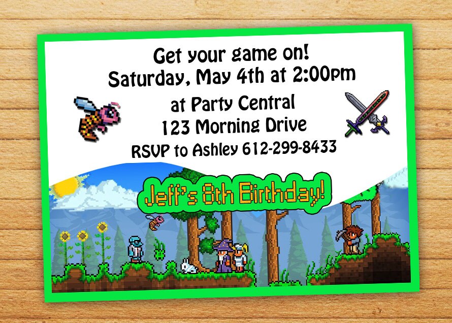 Terraria Birthday Invitation Card Digital Download - Etsy