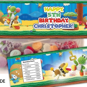 Yoshi Wooly World Birthday goody bag treat topper digital item