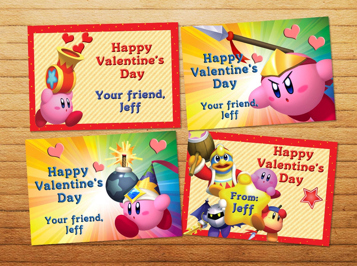 Kirby Inspired Valentines Day Cards Digital Item in Your Email Etsy