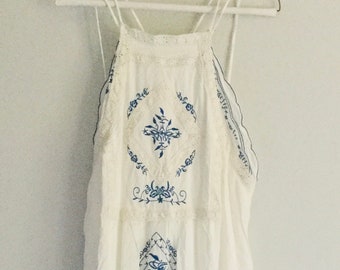 free people blue white dress
