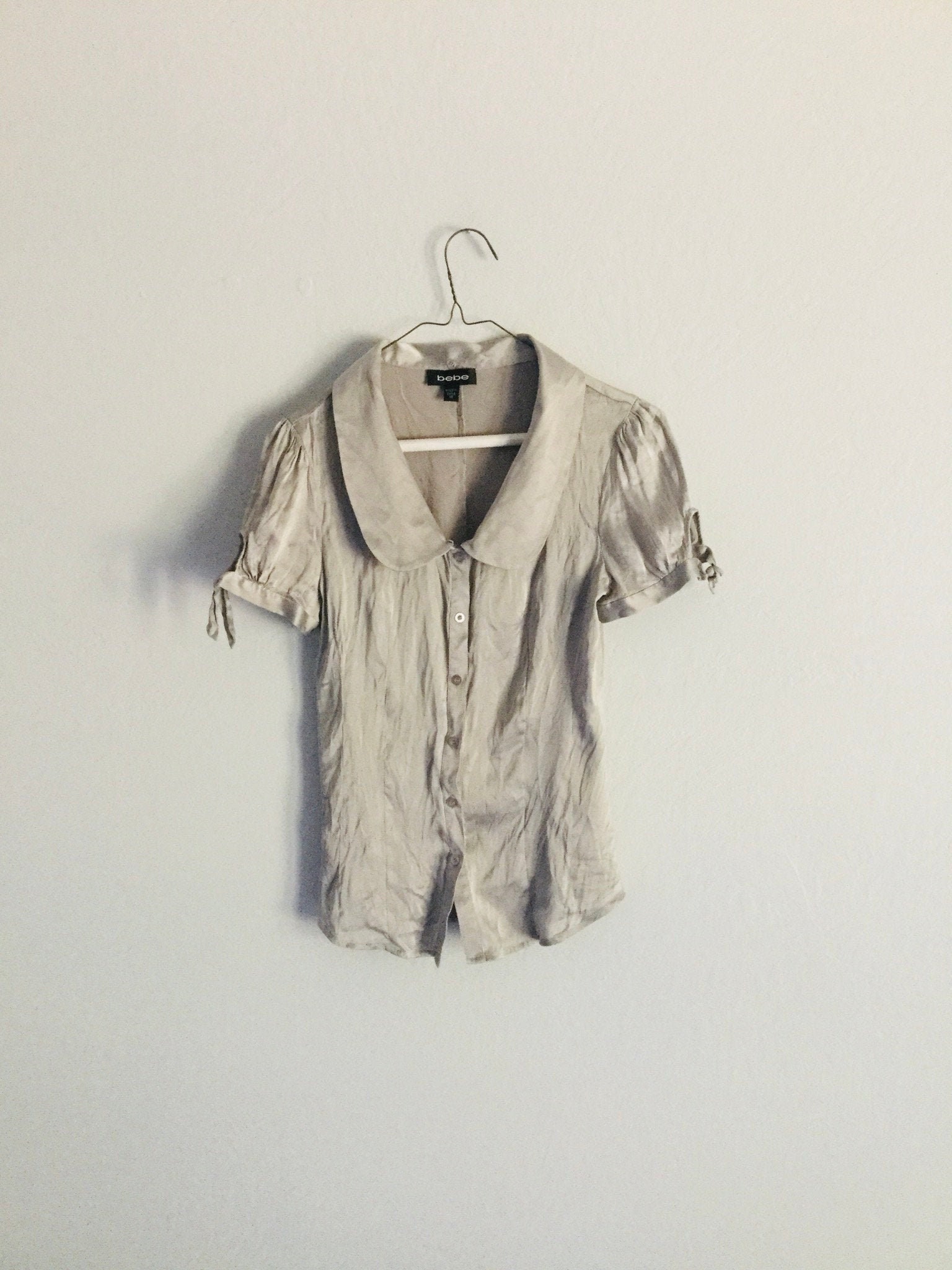 Vintage Bebe Silver Top Blouse Fur Collar Silk Jacket Cardigan Etsy