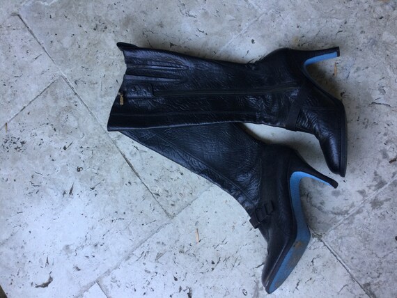 vintage diesel leather boots knee high boots black