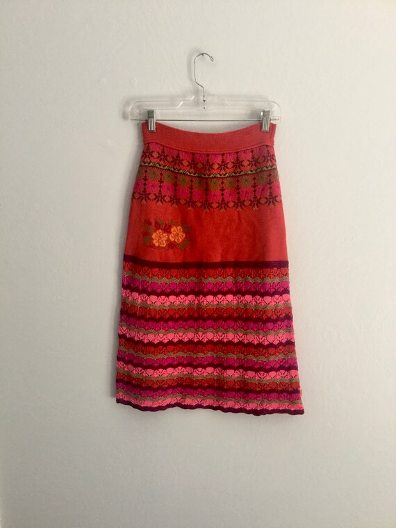 vintage oilily knitted skirt dress floral size m o