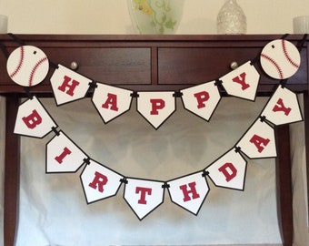 Baseball Happy Birthday Banner - Baseball First Birthday Party - 1st Birthday Decor - All Star Sports Theme Birthday - Rookie of the Year