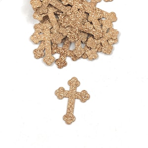 Cross Confetti Glitter Rose Gold - 100 Pieces - Baptism Table Scatter - Christening Decor - First Communion Decoration - Religious Confetti