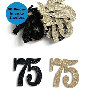 thumbnail image 2 of Black Glitter 75th Birthday Centerpiece Sticks, 12-Pack Number 75 Table... 2 of 12
