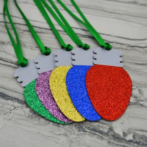 Christmas Light Glitter Gift Tags - Set of 10 - Vintage Christmas Tree Light Bulb Tags - Holiday Gift Tags - Handmade Gift Tags - Xmas Decor