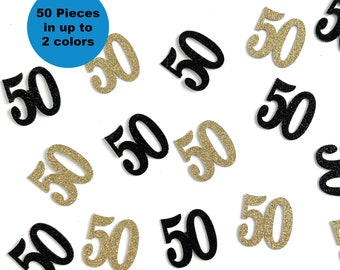 50th Birthday Confetti - 50 Pieces - 50th Birthday Party Supplies - 50th Anniversary - Number 50 Confetti - Fiftieth Decor for Man or Woman