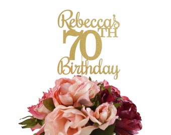 70th Birthday Centerpiece - Personalized 70th Birthday Glitter Decoration - Custom Centerpiece for Milestone Birthday