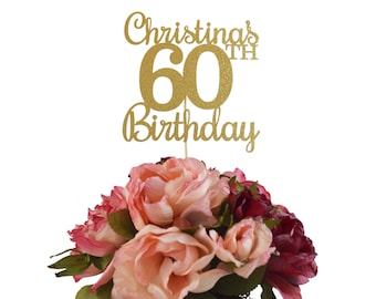 60th Birthday Centerpiece - Personalized 60th Birthday Glitter Decoration - Custom Centerpiece for Milestone Birthday