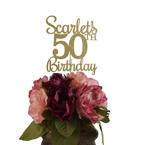 50th Birthday Centerpiece - Personalized 50th Birthday Glitter Decoration - Custom Centerpiece for Milestone Birthday