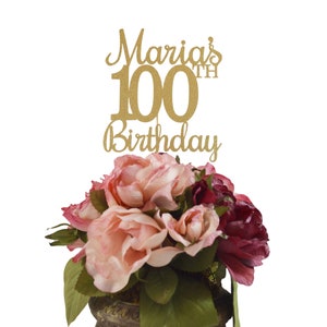 100th Birthday Centerpiece - Personalized 100th Birthday Glitter Decoration - Custom Centerpiece for Milestone Birthday