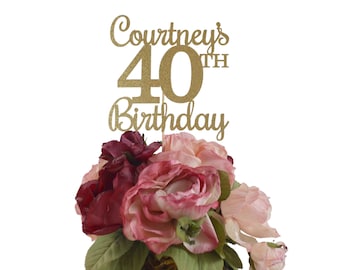 40th Birthday Centerpiece - Personalized 40th Birthday Glitter Decoration - Custom Centerpiece for Milestone Birthday