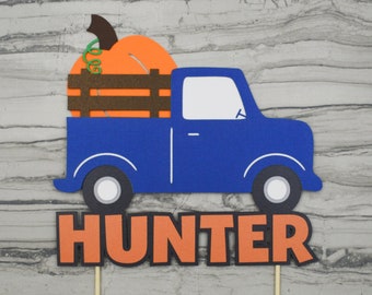 Pumpkin Truck Cake Topper - Personalized - Little Pumpkin 1st Birthday Smash Cake - Fall Birthday Party Decoration - Vintage Truck Theme