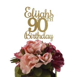 90th Birthday Centerpiece - Personalized 90th Birthday Glitter Decoration - Custom Centerpiece for Milestone Birthday