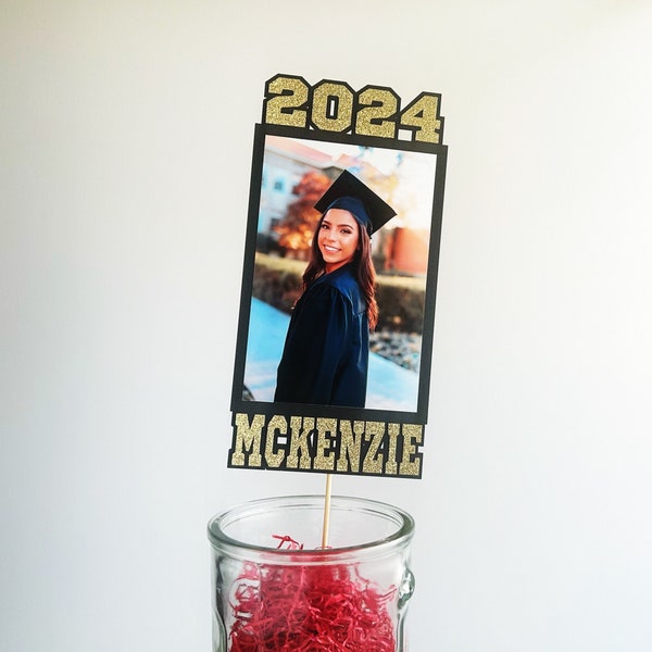 2024 Graduation Centerpiece Personalized - Class of 2024 Graduation Party Decoration - Graduation Centerpiece Stick with Photo - Table Decor