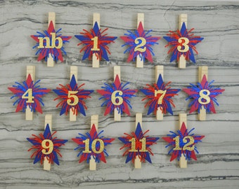 Fourth of July First Birthday Photo Clips - Little Firecracker - Patriotic Theme - 1st Year Photos - 4th of July Milestone Photo Display