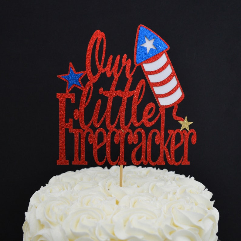 Little Firecracker Cake Topper For 1st Birthday & 4th Of July Parties | Handmade Patriotic Decor For Gender Reveal & Baby Showers - View #4