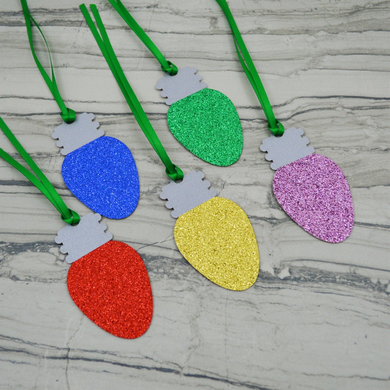 Christmas Tree Lights Glitter Gift Tags Set of 10 Vintage Etsy