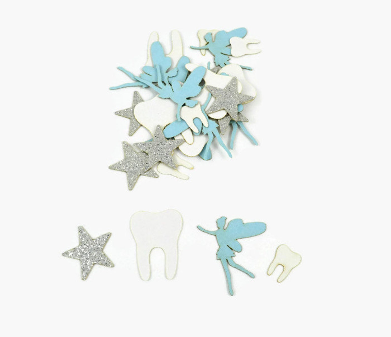 Tooth Fairy Confetti 100 Pieces Light Blue Silver and Etsy