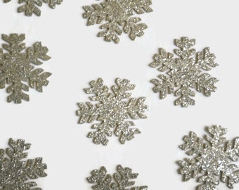 Silver Glitter Snowflake Confetti - 100 Pieces - Winter Wonderland Baby Shower Decoration - 1st Birthday Winter Onederland Table Scatter