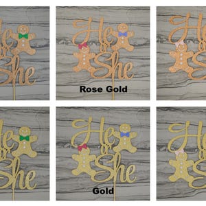 He or She Gingerbread Christmas Cookie Cake Topper - Gender Reveal Baby Shower - Christmas Baby Shower - Winter Baby Sprinkle - Boy or Girl image 7